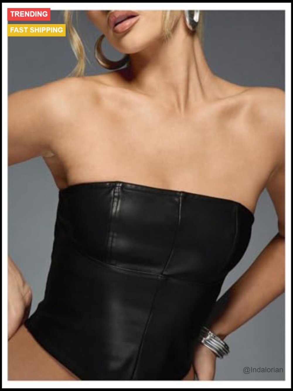 Leather Backless Tube Top Strapless Crop Corset Going Out Tops - Picture 3 of 7